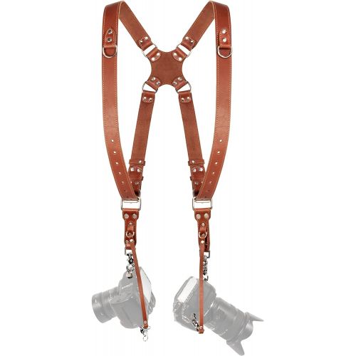  Camera Strap Accessories for Two-Cameras ? Dual Shoulder Leather Harness ? Multi Camera Gear for DSLR/SLR Strap by C Coiro