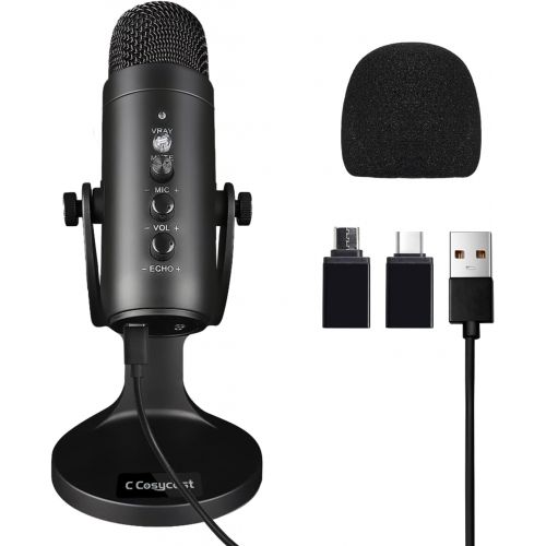  C Cosycost Cosycost USB Microphone,Condenser Computer PC Gaming Mic for PS4/5 Laptop Windows Mac OS Android Phone,Noise Cancelling Instant Mute,Studio Mic for ASMR,Voice,Music Recording,Podca