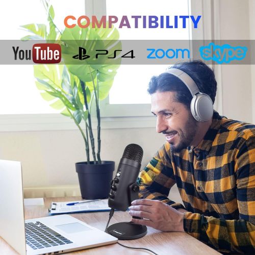  C Cosycost Cosycost USB Microphone,Condenser Computer PC Gaming Mic for PS4/5 Laptop Windows Mac OS Android Phone,Noise Cancelling Instant Mute,Studio Mic for ASMR,Voice,Music Recording,Podca