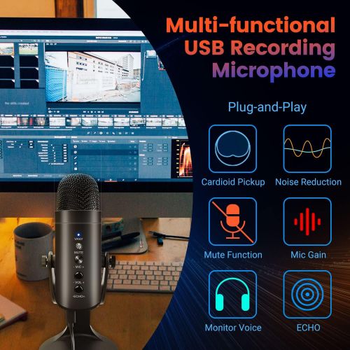  C Cosycost Cosycost USB Microphone,Condenser Computer PC Gaming Mic for PS4/5 Laptop Windows Mac OS Android Phone,Noise Cancelling Instant Mute,Studio Mic for ASMR,Voice,Music Recording,Podca
