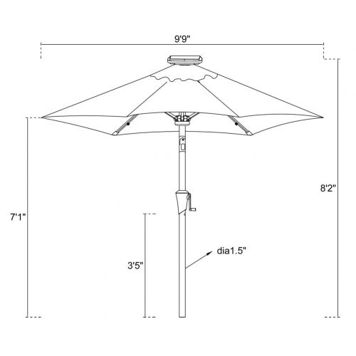  C-Hopetree 10ft Solar Lighted LED Outdoor Patio Umbrella Market Style with Aluminum Pole for Garden Table Backyard Terrace, Beige