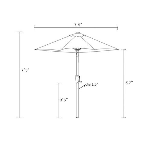  C-Hopetree 7.5 ft Patio Outdoor Market Umbrella for Small Balcony Garden Restaurant Cafe Back-Yard with Tilting, Beige