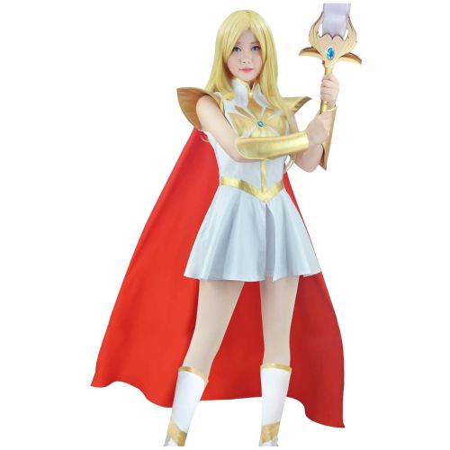  C-ZOFEK Power Princess Shera Cosplay Dress with Red Cloak