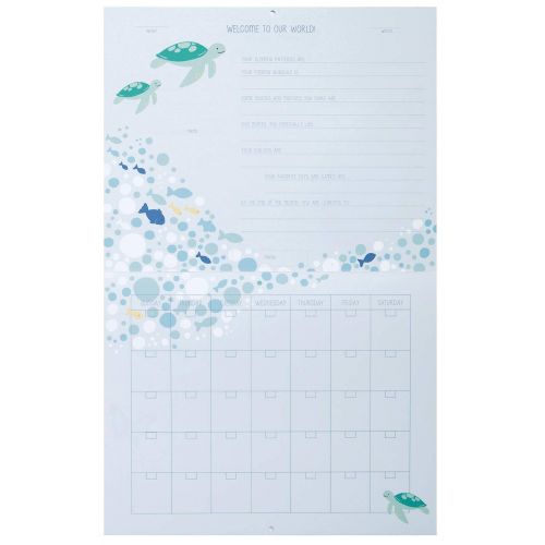  [아마존베스트]C.R. Gibson Blue Nautical Our Babys First Year Baby Calendar for Newborn Boy Memory Book with Stickers, 11 L x 18 H