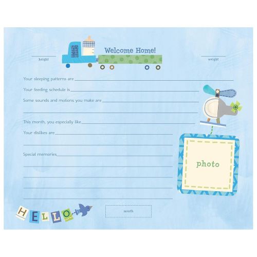  [아마존베스트]C.R. Gibson Blue Airplane First Year Baby Calendar for Boys, 11 W x 18 H