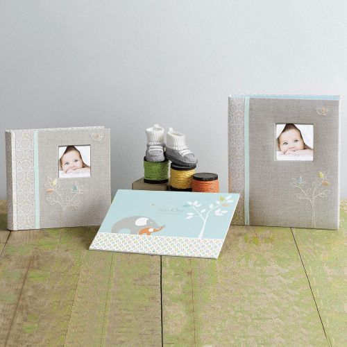  [아마존베스트]C.R. Gibsons Gray Linen Baby Photo Album Baby Photobook, 9.3 x 9.1 x 1.8 inches, 80 pages