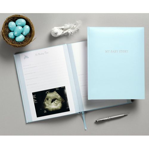 [아마존베스트]C.R. Gibson Perfect-Bound Blue Leather Memory Book for Newborn and Baby Boys, 64 Pages, 9 W x 11.125 H