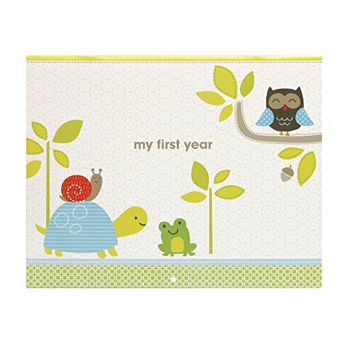  [아마존베스트]C.R. Gibson Woodland Animals First Year Baby Calendar for Newborns Memory Book with Stickers, 11 L x 18 H