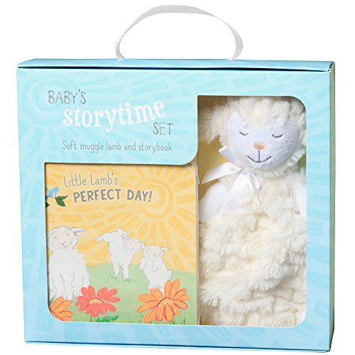  C.R. Gibson Little Lambs Perfect Day Board Book and Stuffed Animal Set for Newborns and Babies