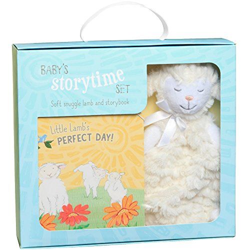  C.R. Gibson Little Lambs Perfect Day Board Book and Stuffed Animal Set for Newborns and Babies