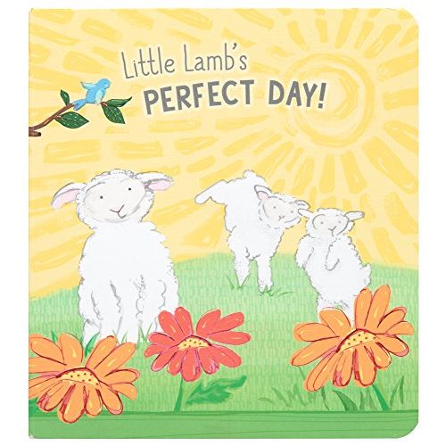  C.R. Gibson Little Lambs Perfect Day Board Book and Stuffed Animal Set for Newborns and Babies