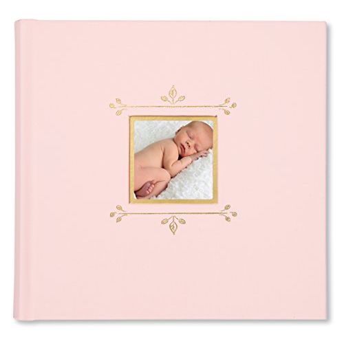  C.R. Gibson Pink Cloth Slim Bound Photo Journal Album for Baby and Newborn Girls, 9 W x 8.875 H, 80 Pages