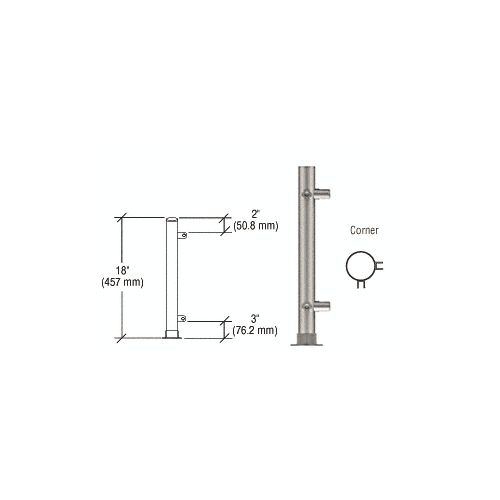  Cr Laurence CRL Brushed Stainless 18 High 1 Round PP56 Slimline Series Straight Front CounterPartition Corner Post