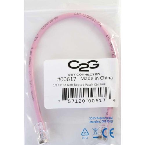  C2G Cat5e Non-Booted Unshielded (UTP) Network Patch Cable - patch cable - 25 ft - pink