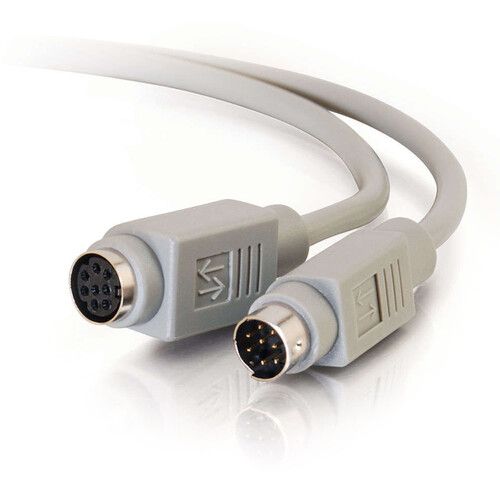  C2G Mini-DIN 8-Pin Male to Female Serial RS-232 Extension Cable (6', Gray)