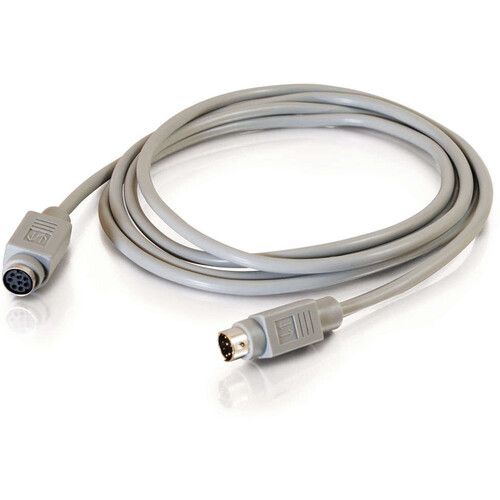  C2G Mini-DIN 8-Pin Male to Female Serial RS-232 Extension Cable (6', Gray)