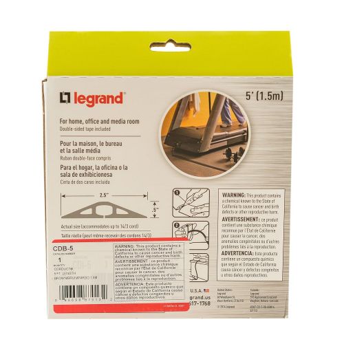  C2G Legrand - Wiremold CDB-5 Corduct Overfloor Cord Protector- Rubber Duct Floor Cord Cover, Brown (5 Feet)