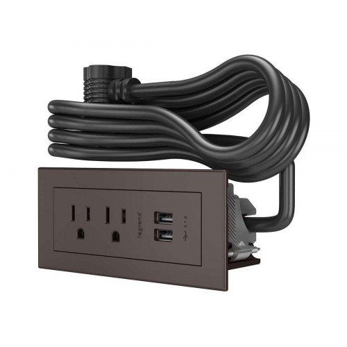  C2G 16365 Radiant Furniture 2 Outlet and USB Power Center, Brown