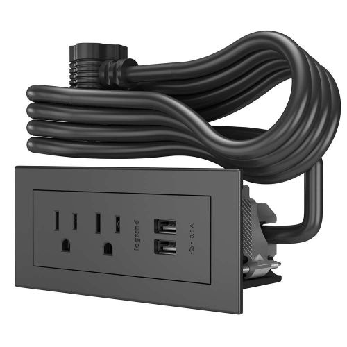  C2G 16362 Radiant Furniture 2 Outlet and USB Power Center, Black