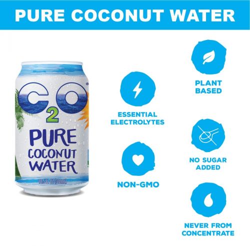  C2O Pure Coconut Water, 10.5 Fluid Ounce (Pack of 24)