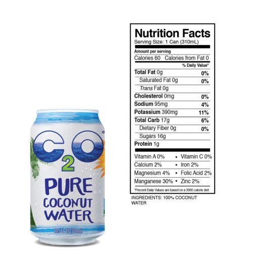  C2O Pure Coconut Water, 10.5 Fluid Ounce (Pack of 24)