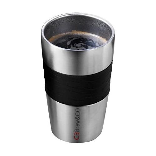  C3 30-10612 Brew&GO 1 Tassen Kaffeemaschine-Set (mit Isolier-Trinkbecher) edelstahl