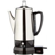[아마존베스트]C3 Percolator Basic Wireless Electric Coffee Maker for 2 to 6 Cups, Stainless Steel, Silver