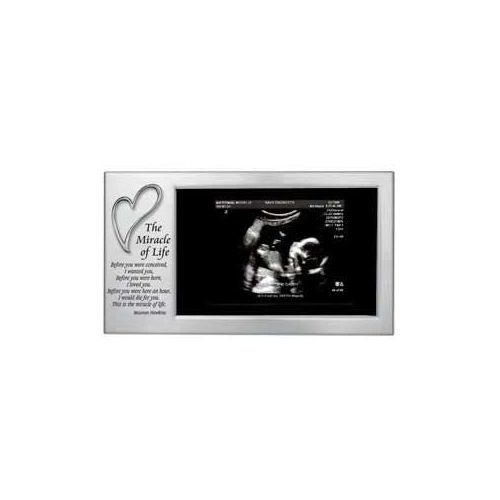  [아마존베스트]CA Metal co MIRACLE of LIFE - Babys First Photo Frame - SONOGRAM/Ultrasound Picture/SATIN Silver STEEL 8 X 4 with VERSE/Gift/Treasure KEEPSAKE for NEW MOM/Infant