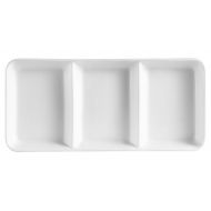 CAC China CN-3T13 Divided Tray 12-1/2-Inch by 5-1/2-Inch 6-Ounce 3 Super White Porcelain 3-Compartment Rectangular Tray, Box of 12