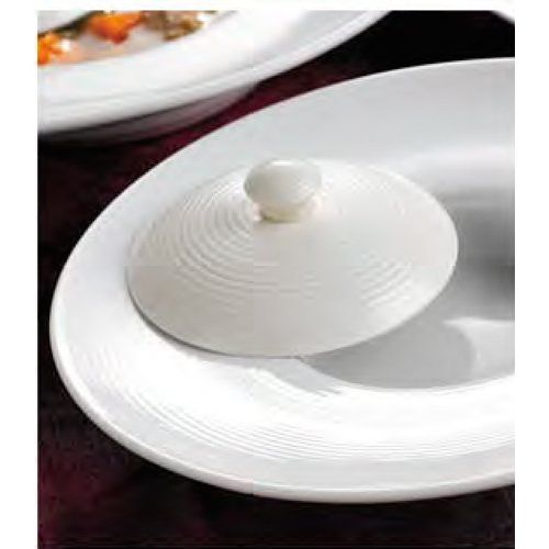  CAC China HMY-122 10-Inch Harmony Porcelain Wide Rim Pasta Bowl, 7-Ounce, White, Box of 12