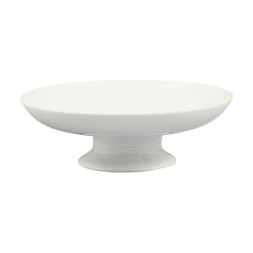  CAC China Porcelain Round Cake Coupe Plate with Stand, 8 by 2-3/4-Inch, Super White, Box of 8