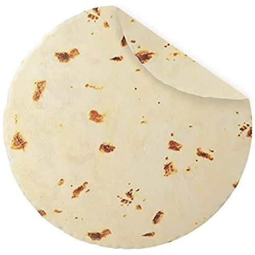  [아마존베스트]CACY Burritos Blanket 2.0 Double Sided Giant Flour Tortilla Blanket Soft & Comfortable Novelty Tortilla Blanket for Adult and Kids, 285 GSM Flannel Taco Blanket Funny Gifts (Beige,