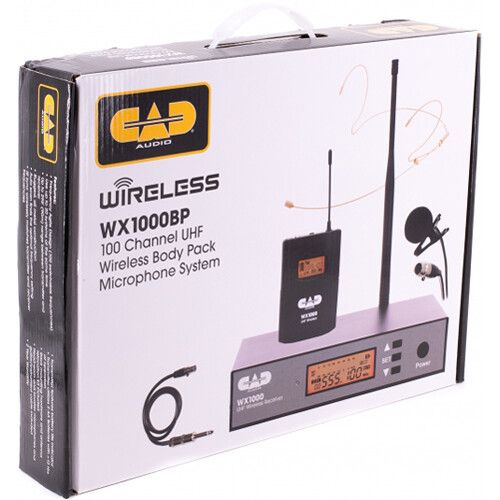  CAD WX1000BP Wireless Bodypack Microphone System with Lavalier, Headset, and Guitar Cable (510 to 570 MHz)