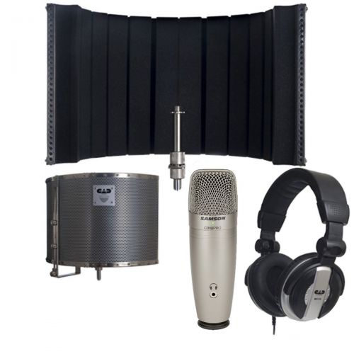  CAD Audio AS32 Acousti-Shield 32 Stand Mounted Acoustic Enclosure Bundle + Samson C01U Pro USB Studio Condenser Microphone + CAD Audio MH110 Closed Back Studio Headphones