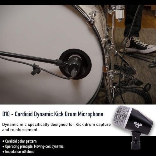  [아마존베스트]Cad Audio Stage7 Premium 7-Piece Drum Instrument Mic Pack with Vinyl Carrying Case + 7 On Stage Microphones Cables, 20 Feet