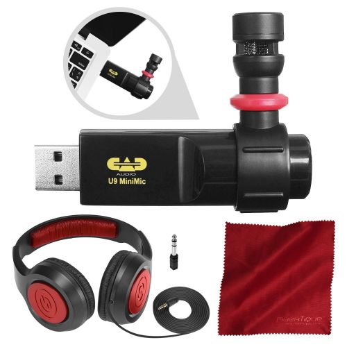  CAD Audio U9 USB Condenser Microphone, Omnidirectional with Samson Headphones and Fibertique Cloth