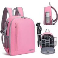 CADeN Camera Backpack Bag Professional for DSLR/SLR Mirrorless Camera Waterproof, Camera Case Compatible for Sony Canon Nikon Camera and Lens Tripod Accessories (Small, Pink)