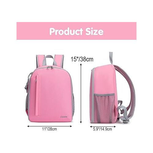  CADeN Camera Backpack Bag Professional for DSLR/SLR Mirrorless Camera Waterproof, Camera Case Compatible for Sony Canon Nikon Camera and Lens Tripod Accessories (Small, Pink)