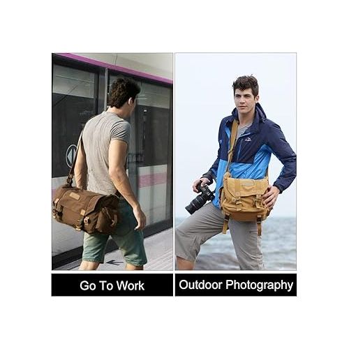  CADeN Camera Bag Case Canvas Compatible for Nikon, Canon, Sony DSLR/SLR Mirrorless Camera with Tripod Holder, Camera Shoulder Messenger Bag for Men/Women Brown