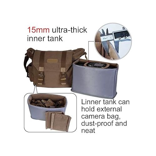  CADeN Camera Bag Case Canvas Compatible for Nikon, Canon, Sony DSLR/SLR Mirrorless Camera with Tripod Holder, Camera Shoulder Messenger Bag for Men/Women Brown