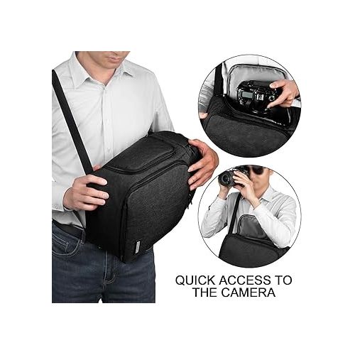  CADeN Camera Bag Sling Backpack for DSLR/SLR Mirrorless Camera Waterproof, Camera Case Compatible for Sony Canon Nikon Camera and Lens Tripod Accessories Black