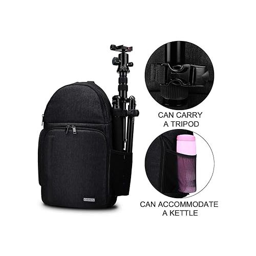  CADeN Camera Bag Sling Backpack for DSLR/SLR Mirrorless Camera Waterproof, Camera Case Compatible for Sony Canon Nikon Camera and Lens Tripod Accessories Black