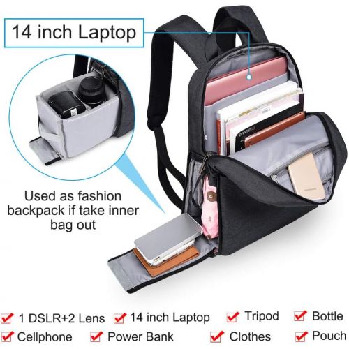  [아마존베스트]CADeN CADEN DSLR Camera Backpack Bag with Laptop Compartment 14 for Photographers/Nikon Sony Canon Mirrorless Cameras Tripod Accessories, Camera Case Backpack Waterproof with Side Access