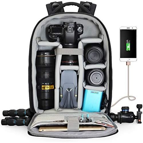  [아마존베스트]CADeN Camera Backpack Professional DSLR Bag with USB Charging Port Rain Cover Photography Laptop Backpack for Women Men Waterproof Camera Case Compatible for Sony Canon Nikon Lens