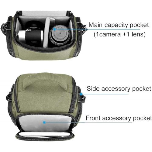  CADeN Compact Camera Shoulder Crossbody Bag Case Compatible for Nikon, Canon, Sony SLR/DSLR Mirrorless Cameras and Lenses Waterproof Green
