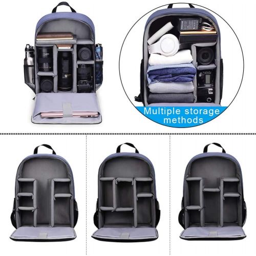  CADeN Camera Backpack Bag with Laptop Compartment 15.6 for DSLR/SLR Mirrorless Camera Waterproof, Camera Case Compatible for Sony Canon Nikon Camera and Lens Tripod Accessories Blu