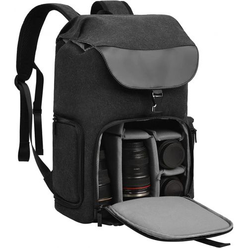  CADeN Camera Backpack Canvas Camera Bag for DSLR/SLR Mirrorless Camera with 14 inch Laptop Compartment, Camera Case Compatible for Sony Canon Nikon Cameras and Lens Tripod Waterpro