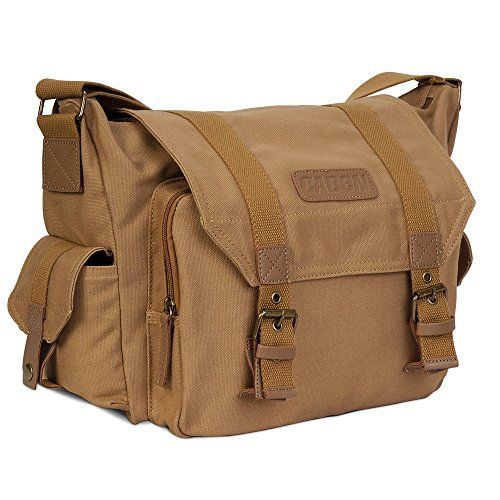  CADeN Camera Bag Case Canvas Compatible for Nikon, Canon, Sony DSLR/SLR Mirrorless Camera with Tripod Holder, Camera Shoulder Messenger Bag for?Men/Women Khaki