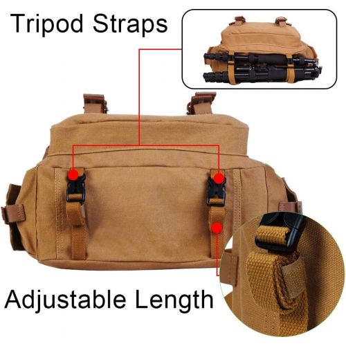  CADeN Camera Bag Case Canvas Compatible for Nikon, Canon, Sony DSLR/SLR Mirrorless Camera with Tripod Holder, Camera Shoulder Messenger Bag for?Men/Women Khaki