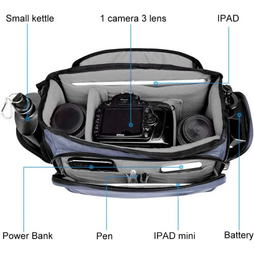  CADeN Camera Bag Case Shoulder Messenger Bag with Tripod Holder Compatible for Nikon, Canon, Sony, DSLR SLR Mirrorless Cameras?Waterproof Grey